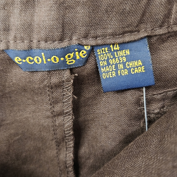 NWT - Linen E•COL•O•GIE Brown Midi Skirt - Size 14 - Picture 4 of 10